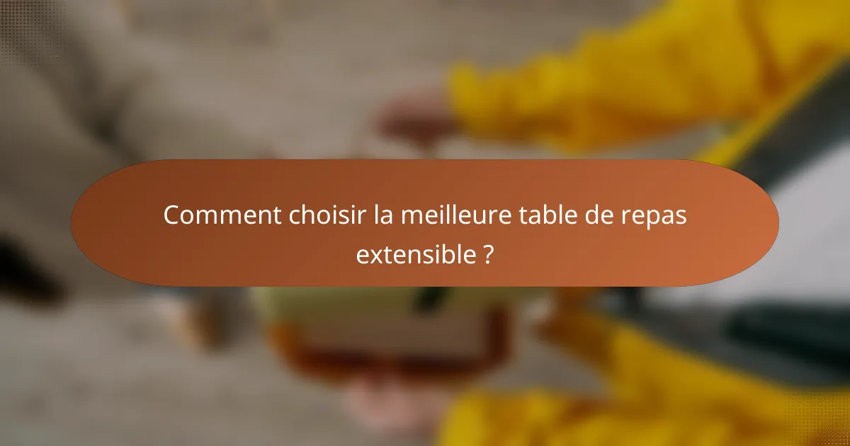 Comment choisir la meilleure table de repas extensible ?