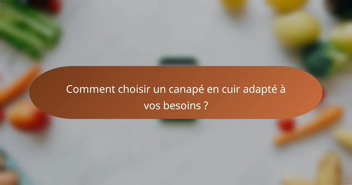 Comment choisir un canapé en cuir adapté à vos besoins ?