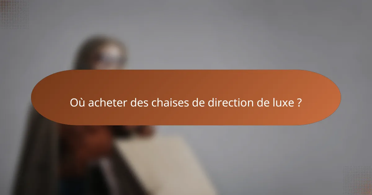 Où acheter des chaises de direction de luxe ?