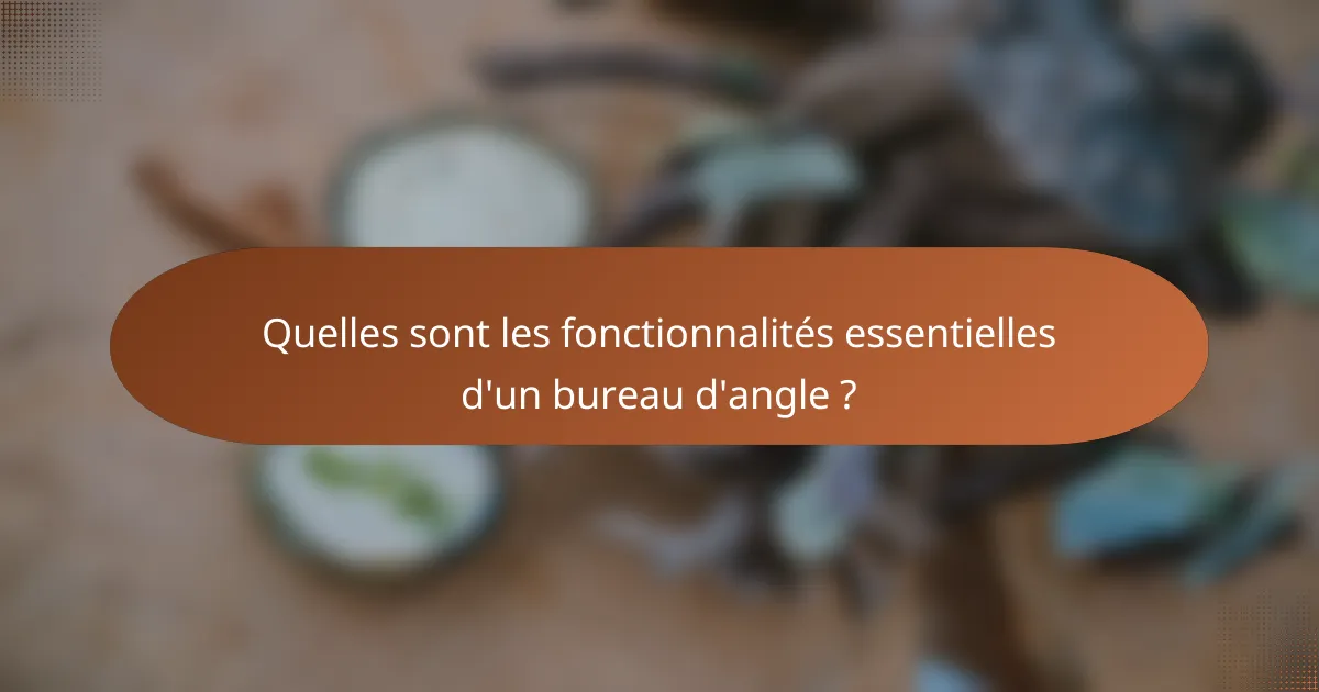 Quelles sont les fonctionnalités essentielles d'un bureau d'angle ?
