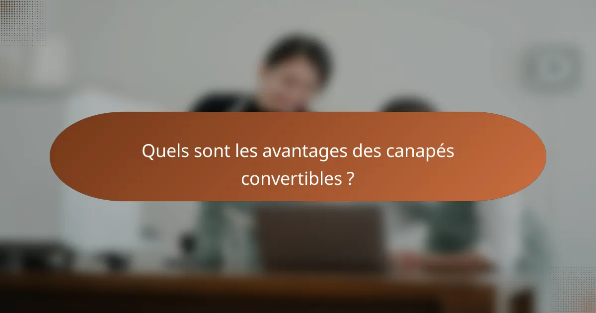Quels sont les avantages des canapés convertibles ?