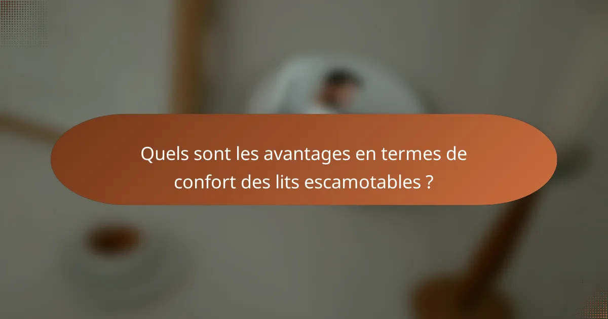 Quels sont les avantages en termes de confort des lits escamotables ?
