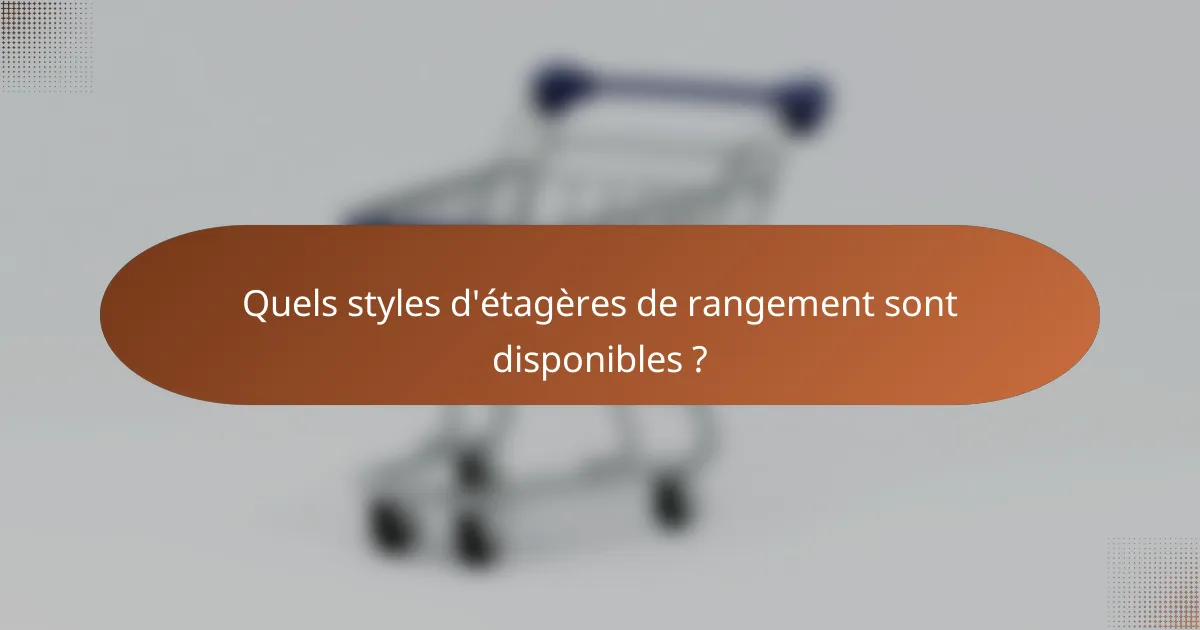 Quels styles d'étagères de rangement sont disponibles ?